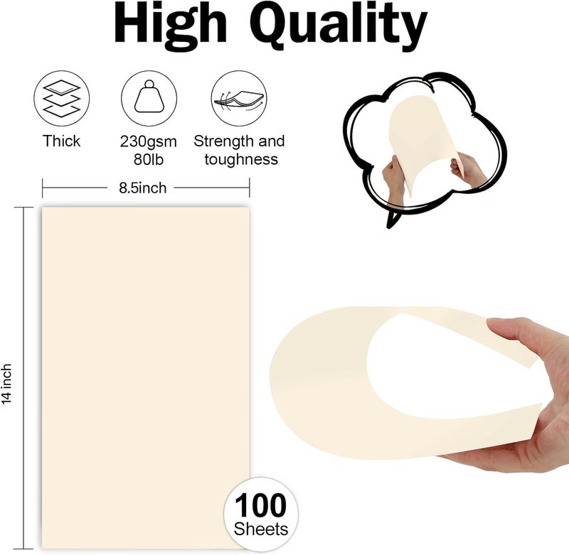 Goefun 8.5x14 Cream Cardstock Blank Cover Stock Thick Paper 100 Sheets, 80lb Heavyweight Legal Cardstock Printer Paper For Arts and Crafts, Posters, Brochures, Menus - Image 2